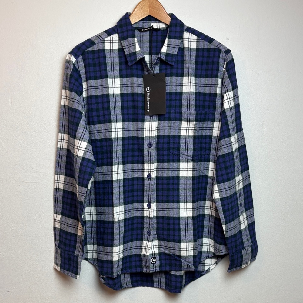 Backcountry Womens Large Venture Classic Flannel Shirt Blue Ribbon Bonanza Plaid